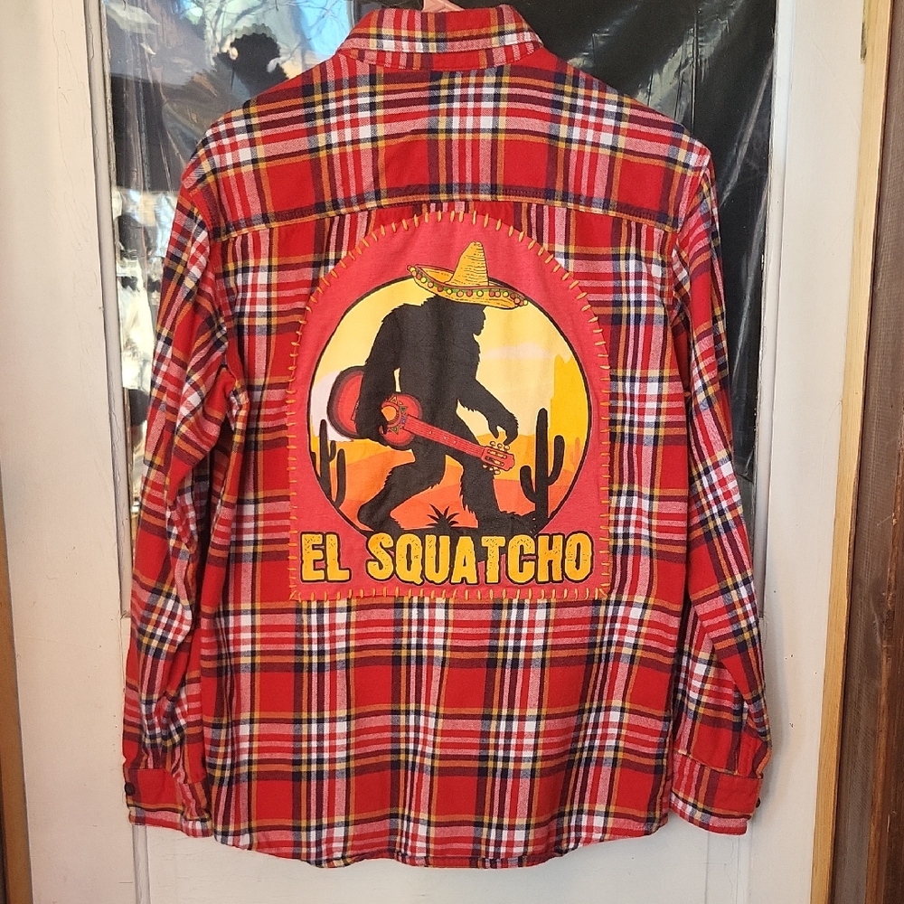 Upcycled Red Head Brand Co. Flannel W/El Squatcho Back Patch